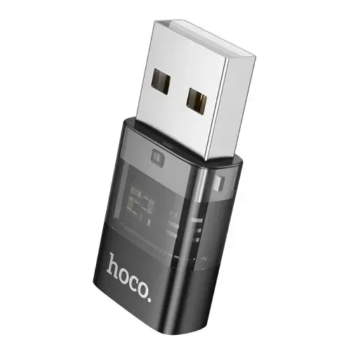 MR4_145613 Перехідник hoco ua36c usb male to c female usb2.0 transparent adapter, чорний HOCO