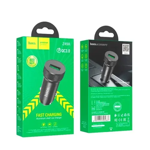 MR4_146148 Автомобільний зарядний пристрій hoco z49a level single port qc3.0 car charger, чорний HOCO