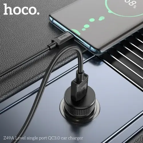 MR4_146148 Автомобільний зарядний пристрій hoco z49a level single port qc3.0 car charger, чорний HOCO