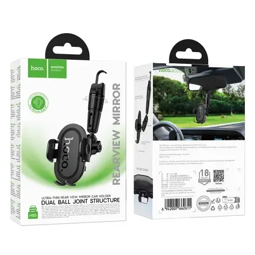 MR4_146171 Автотримач hoco h88 rally ultra-thin car holder (дзеркало заднього виду), чорний HOCO