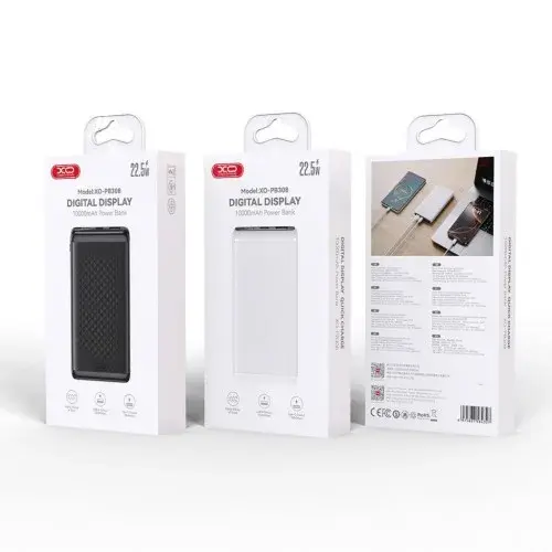 MR4_146248 Зовнішній акумулятор power bank xo pb308 type-c 20w, usb-a 22.5w digital fast charger 10000mah, чорний XO