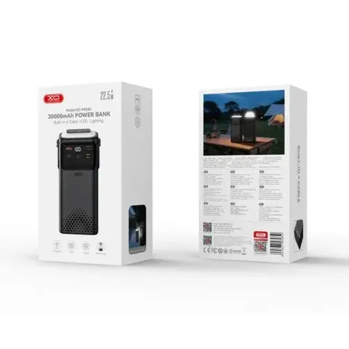 MR4_146252 Зовнішній акумулятор power bank xo pr285 pd20w+qc22.5w four cables, lightning 30000mah, чорний XO