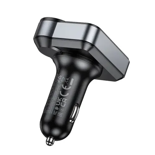 MR4_146739 Fm-трансмітер hoco e86 alegria, car charger, 2xusb-a, 1xtype-c, 48w dual port pd30w, qc3.0, чорний HOCO