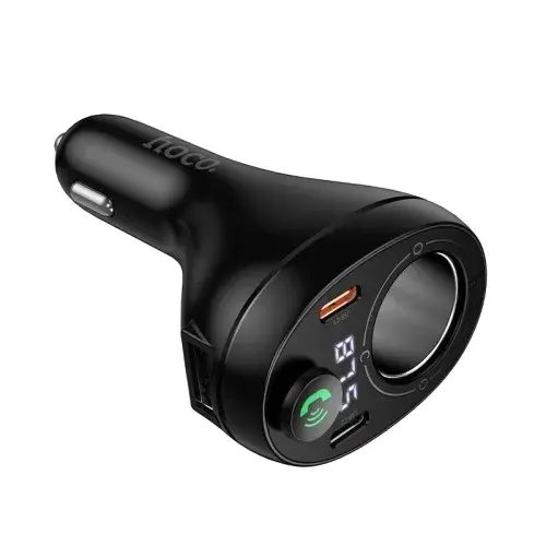 MR4_146743 Fm-трансмітер hoco e88 star car charger, 1xusb-a, 2xtype-c, 35w (2c) cigarette lighter, чорний HOCO