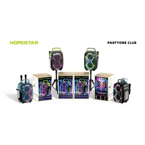 MR4_146902 Колонка акустична bluetooth hopestar partyone club with 2pcs uhf microphone 650w, чорний HOPESTAR