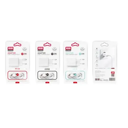 MR4_147284 Мережевий зарядний пристрій xo l99 2.4a home charger with lightning cable, білий XO
