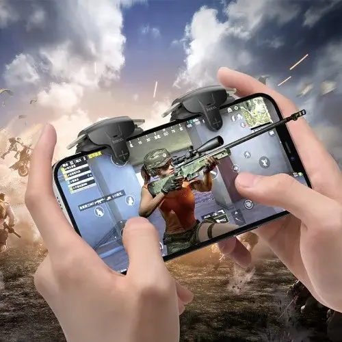 MR4_150927 Тригери ігрові для смартфона hoco gm6 wild wolf pulse mobile game button, чорний HOCO