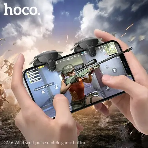 MR4_150927 Тригери ігрові для смартфона hoco gm6 wild wolf pulse mobile game button, чорний HOCO