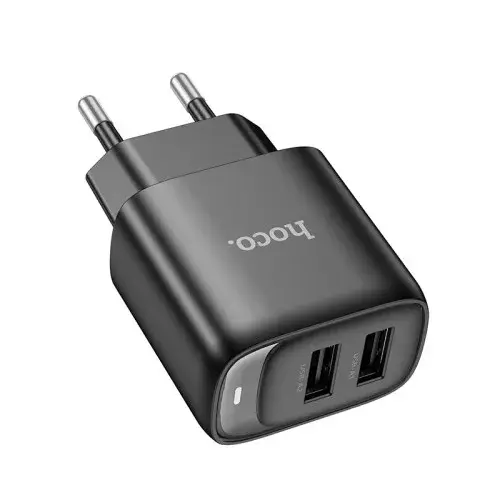 MR4_151544 Мережевий зарядний пристрій hoco c141a smart dual-port charger (eu) 5v, 2.1a, чорний HOCO