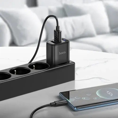 MR4_151544 Мережевий зарядний пристрій hoco c141a smart dual-port charger (eu) 5v, 2.1a, чорний HOCO