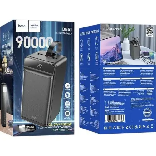 MR4_151720 Зовнішній акумулятор power bank hoco db61 jade 22.5w fully compatible 90000mah, чорний HOCO