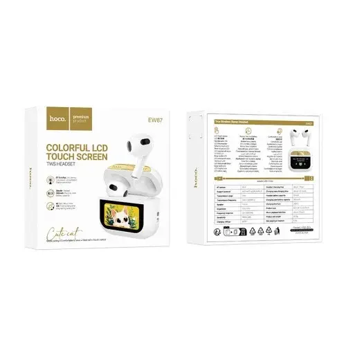 MR4_152182 Навушники бездротові hoco ew87 gata true wireless touch screen bt headset, білий HOCO