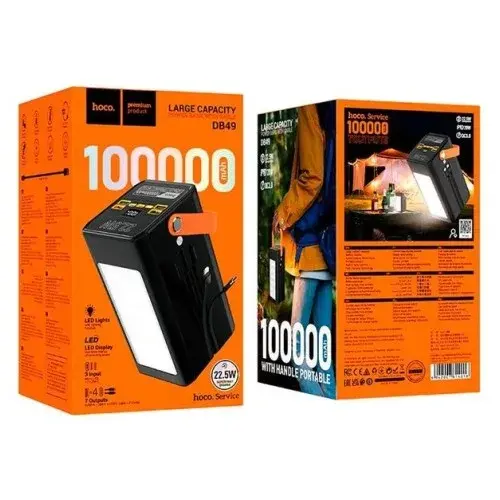 MR4_152212 Зовнішній акумулятор power bank hoco db49 action 22.5w fully compatible 100000mah, чорний HOCO