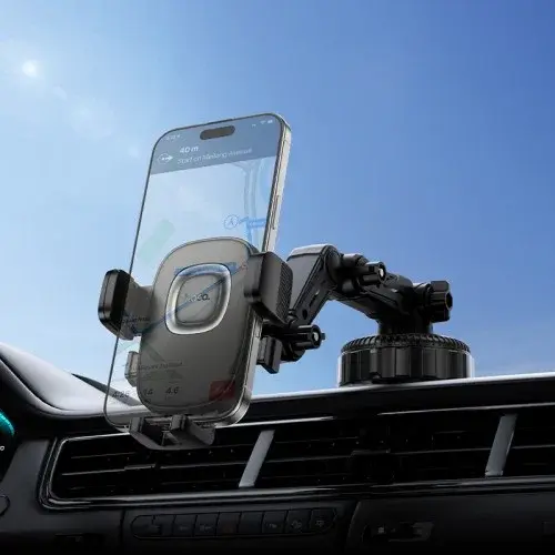 MR4_152323 Автотримач hoco h89 crown large suction cup car holder (центральна панель), чорний metal, сірий HOCO
