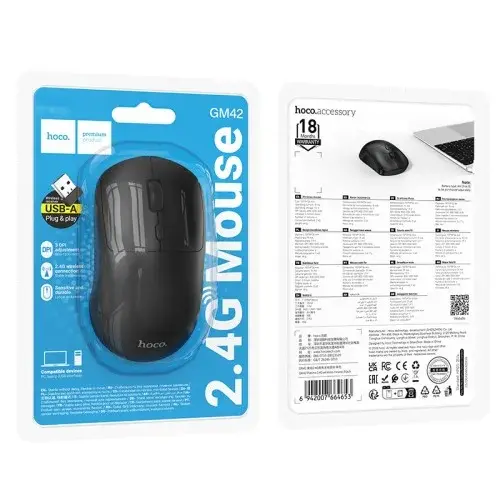 MR4_152413 Комп’ютерна мишка hoco gm42 platino 2.4g wireless mouse, білий HOCO