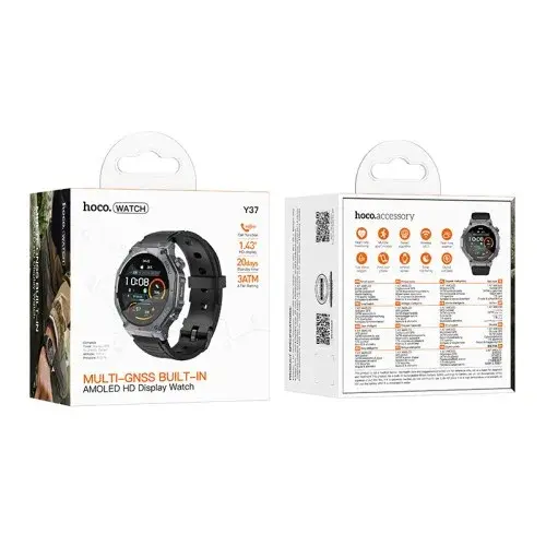 MR4_152824 Смарт-годинник hoco y37 amoled gps sports watch (call version), чорний HOCO