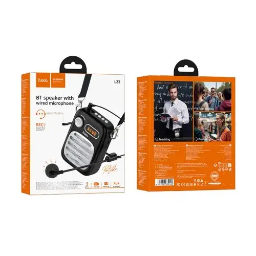 MR4_152830 Акустична система hoco l23 lemony speaker with wired microphone, чорний HOCO
