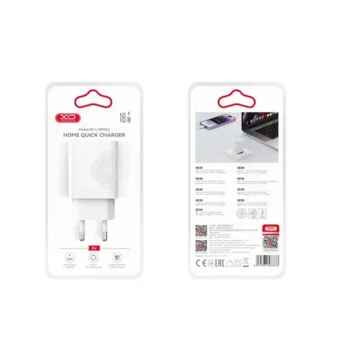 MR4_152948 Мережевий зарядний пристрій xo l159 (eu) qc18w 1usb-a fast charger, білий XO