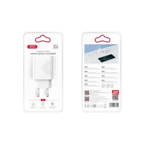 MR4_152953 Мережевий зарядний пристрій xo l162 (eu) 30w 1type-c fast charger, білий XO