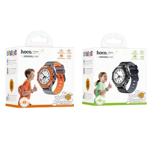 MR4_153036 Смарт-годинник дитячий hoco y107 4g children phone watch, чорний HOCO