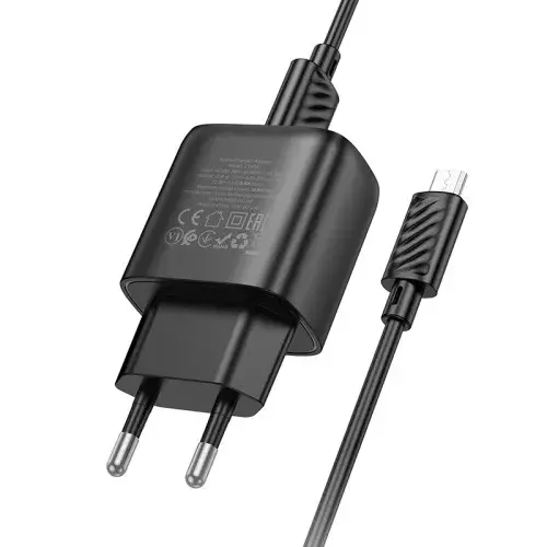 MR4_153092 Мережевий зарядний пристрій hoco c140a smart single port qc3.0 charger set 18w (qc, fcp, afc) +micro, білий HOCO