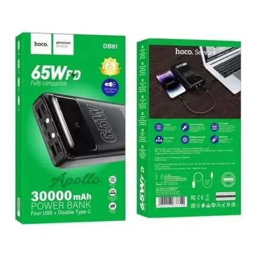 MR4_57121 Зовнішній акумулятор power bank hoco db81 apollo pd65w fully compatible power bank 30000mah, чорний HOCO