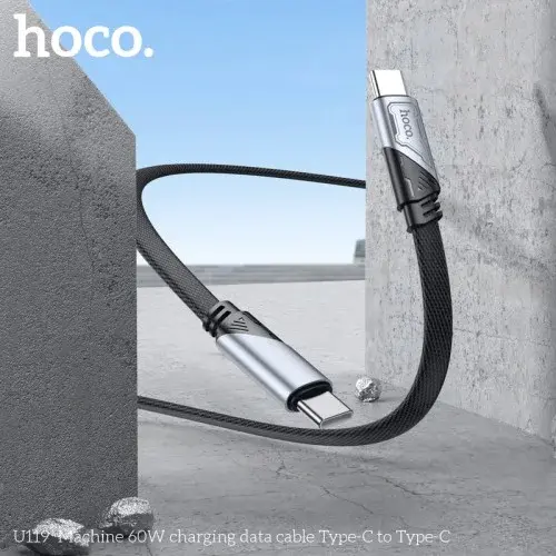 MR4_58026 Кабель pd hoco u119 machine 60w charging data cable type-c to type-c 1.2 m, чорний HOCO