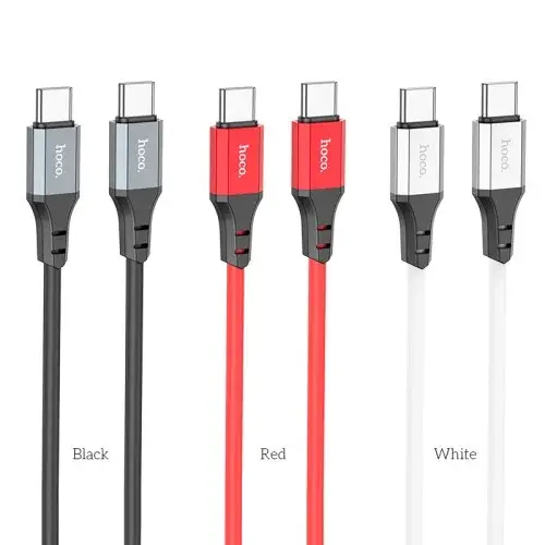 MR4_62027 Кабель pd hoco x86 type-c to type-c spear 60w silicone charging data cable 1 m, чорний HOCO
