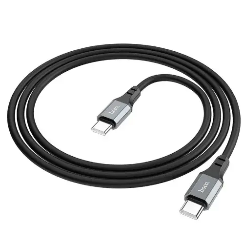MR4_62027 Кабель pd hoco x86 type-c to type-c spear 60w silicone charging data cable 1 m, чорний HOCO
