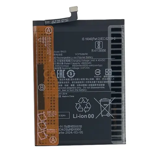 MR1_105748 Акумулятор телефона bn55 (5020mah) для redmi note 9s premium quality PRC