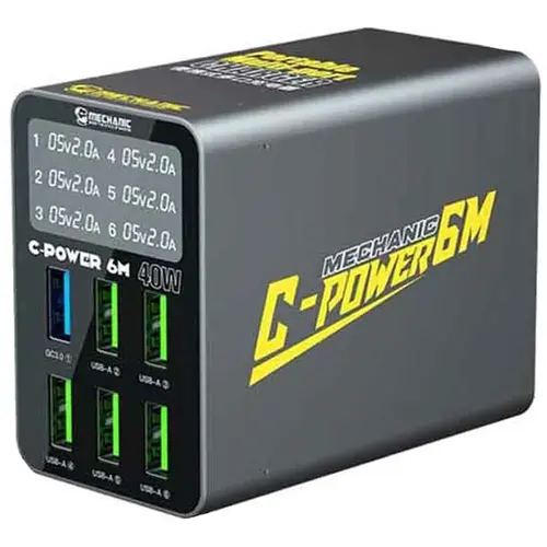 MR1_109737 Зарядний пристрій mechanic c-power 6 m (5 usb-a, 1 usb qc3.0) 40w MECHANIC