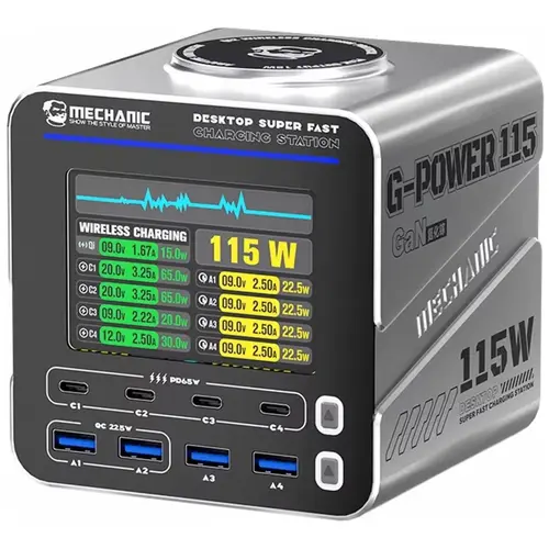 MR1_114468 Зарядний пристрій mechanic g-power 115 (4 pd type-c, 4 qc usb-a) 115w MECHANIC