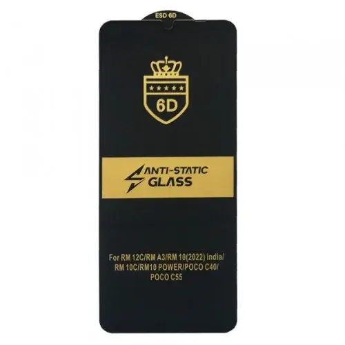 MR4_36268 Захисне скло 6d anti-static для redmi 10c, 12c, poco c40, чорний, (тех. пак) PRC