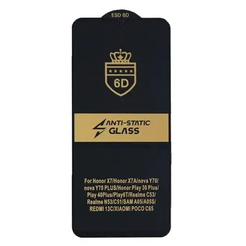 MR4_100166 Захисне скло 6d anti-static для redmi 13c, poco m6 5g, poco c65, чорний, (тех. пак) PRC
