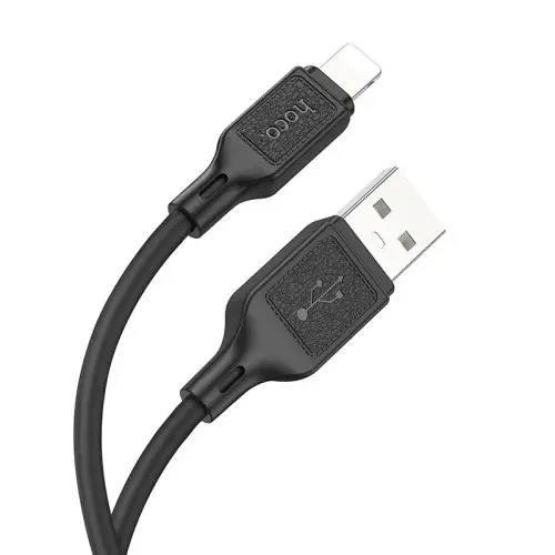 MR4_139101 Кабель hoco x90 cool silicone charging data cable для lightning, 2.4a, 1 m, чорний HOCO