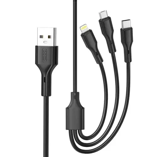 MR4_140334 Кабель 3in1 xo nb230 2.4a rock series data cable, чорний XO