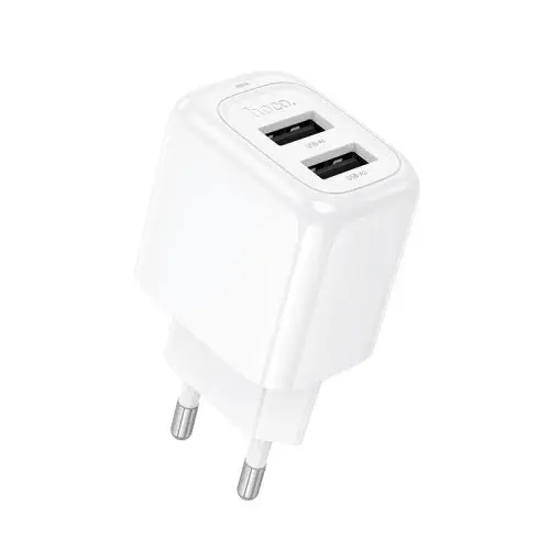 MR4_142091 Мережевий зарядний пристрій hoco cs51a surplus dual-port charger 2usb, 2.4a, білий HOCO