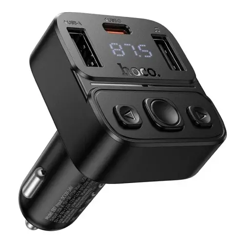 MR4_144436 Fm-трансмітер hoco e87 delta, car charger, 35w, 2xusb-a, 1xtype-c, чорний HOCO
