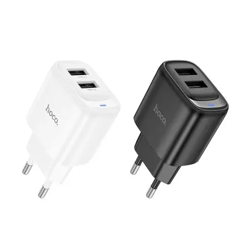 MR4_152119 Мережевий зарядний пристрій hoco c141a smart dual-port charger (eu) 5v, 2.1a, білий HOCO