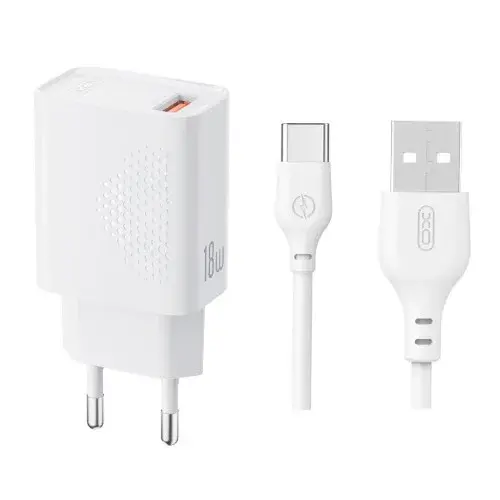 MR4_152951 Мережевий зарядний пристрій xo l159 (eu) qc18w 1usb-a quick charger type-c, білий XO