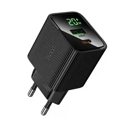 MR4_153035 Мережевий зарядний пристрій hoco cs83a excellent pd20w, qc3.0 charger with digital display (eu), чорний HOCO