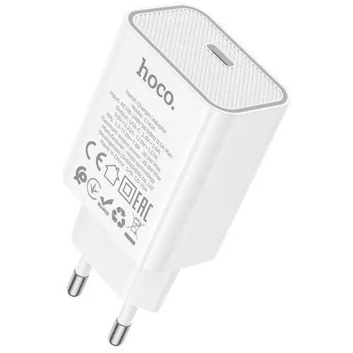 MR3_199801 Мережевий зарядний пристрій hoco c143a 1usb-c pd, qc 20w, кабель pd type-c to type-c білий HOCO