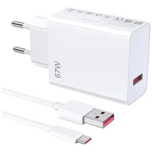 MR3_238008 Мережевий зарядний пристрій для xiaomi 67w quick charge 3.0 (mdy-12-ez), кабель usb-a to type-c білий PRC