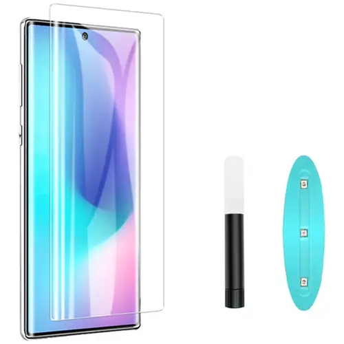 MR3_104932 Захисне скло для samsung n975 galaxy note 10 plus (0.25 mm, 3d, прозорий) в комплекті з uv клеєм і лампою PRC
