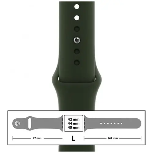 MR3_116128 Ремінець силіконовий для apple watch 42, 44, 45, 49 mm розмір l (54) forest зелений PRC