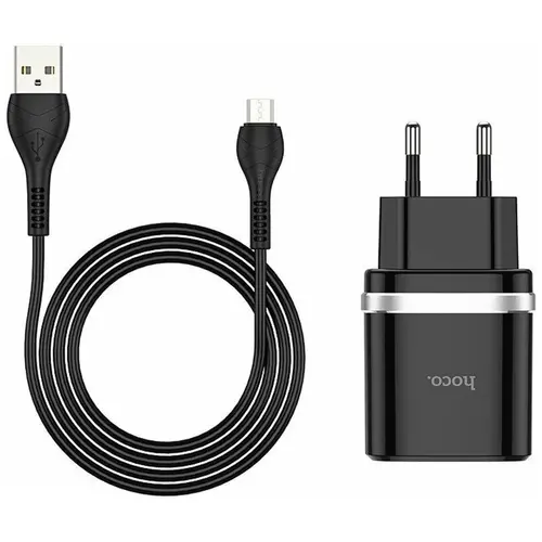 MR3_116018 Мережевий зарядний пристрій hoco c12q smart qc3.0 3a 18w 1usb, кабель micro чорний HOCO