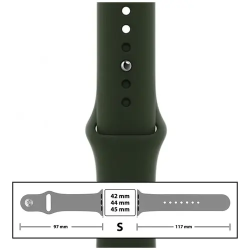 MR3_116129 Ремінець силіконовий для apple watch 42, 44, 45, 49 mm розмір s (54) forest зелений PRC