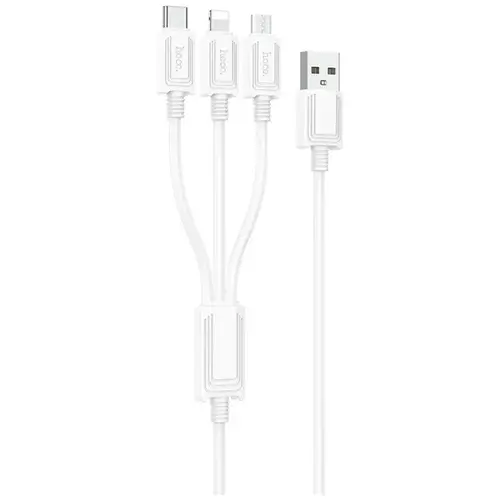MR3_118260 Кабель combo hoco x74 3in1 (lightning, micro, type-c), 2a 1 m білий HOCO