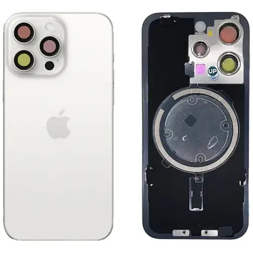 MR3_120676 Задня кришка (скло) для iphone 15 pro білий titanium, сервісний у зборі на рамці APPLE