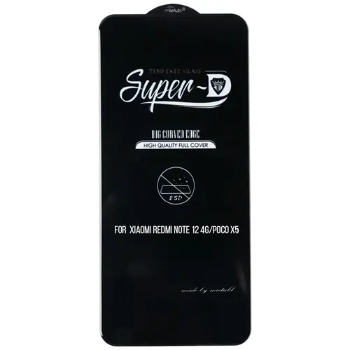 MR3_124271 Захисне скло для redmi note 12 4g, poco x5 (mietubl super-d) чорний (без упак.) MIETUBL